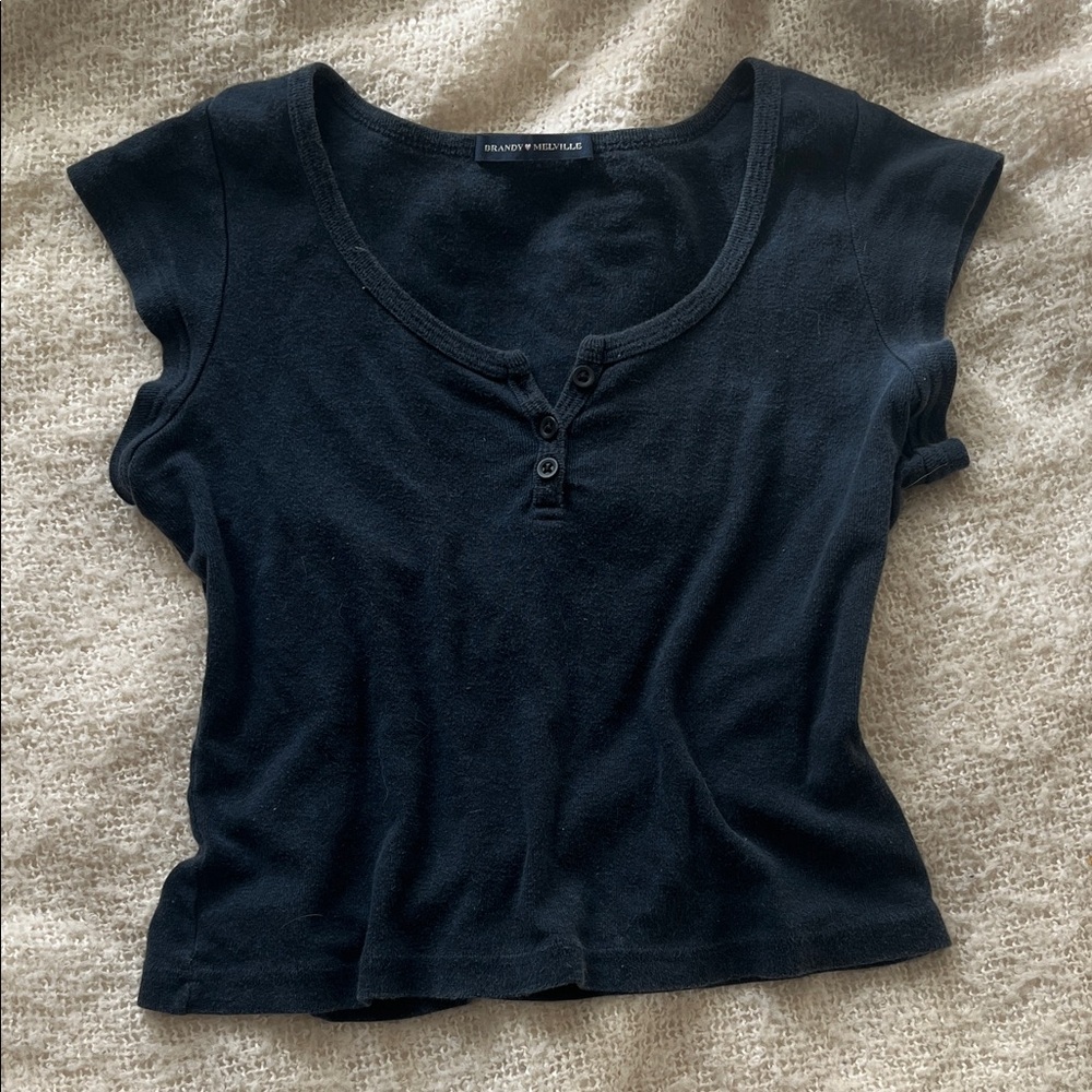 Brandy Melville Navy Buttoned Top